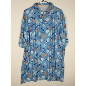 Scales Polo Shirt Tropical Slam Fish Blue Mens Medium‎ UPF 30 Outdoor Party 2XL